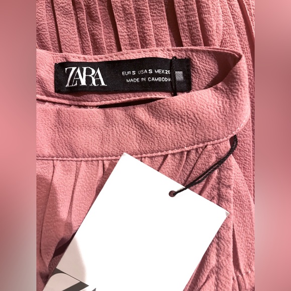 NWT ZARA Medium Jumpsuit Pleated Halter Neck Waistband Wide Leg Trousers Pink - Picture 6 of 8